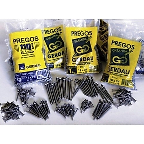 Kit c/ 3 kg Prego 18x30 Gerdau Polido C/ Cabeça P/ Construção Original