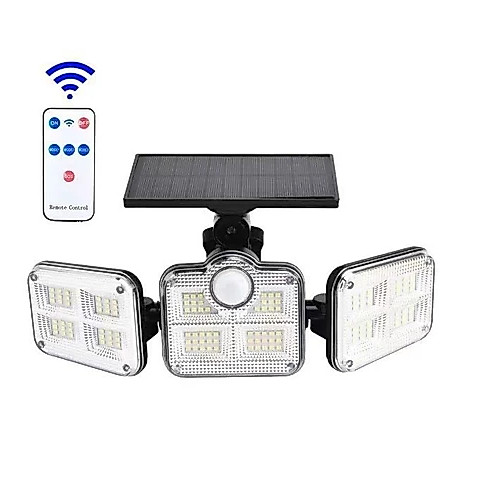 Luminária 135 Led Solar Com Controle 3 Modos Sensor De Presença 120 Graus