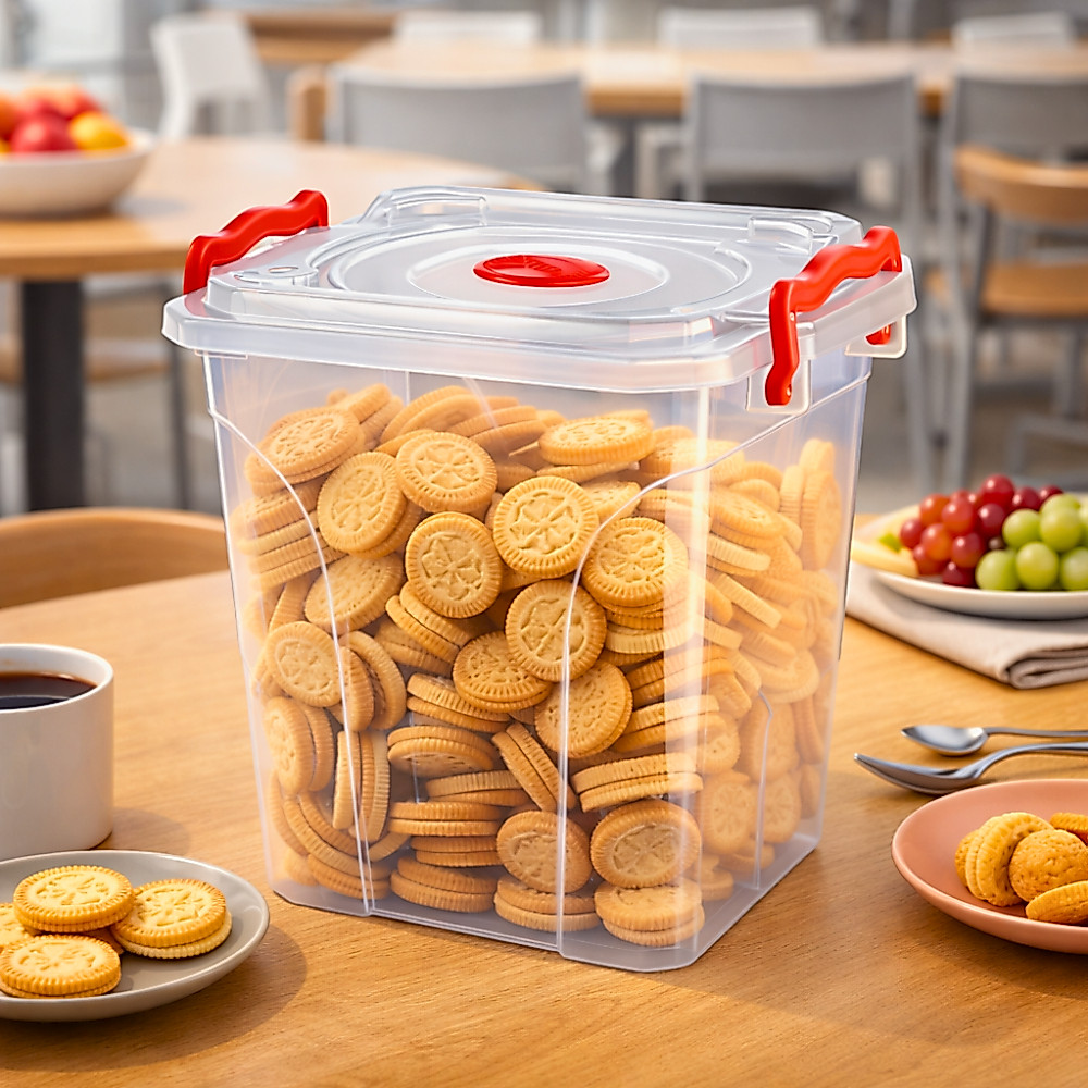 Pote Mantimento 10,5L com Trava Quadrado Transparente Organizador de Alimentos Niquelart N468