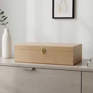 Caixa 30x20x8 Retangular Lisa com Divisoria e Dobradiça - MDF Cru