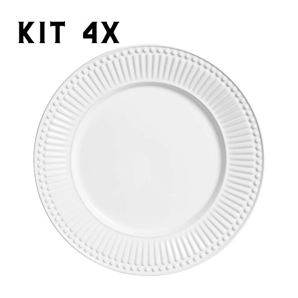 Conjunto Prato Raso Roma Branco 4 Peças 2ª Linha Porto Brasil