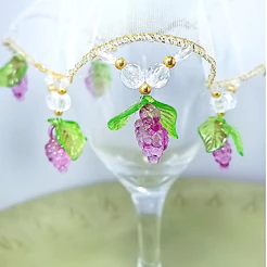 Cobre Jarra/Taça/Fruteira Uva Lilás c/Ouro em Pedrarias p/Mesa Posta ou Lembrancinha