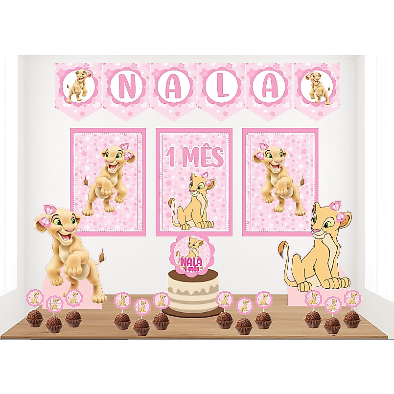 Kit Personalizado Festa Infantil NALA REI LEÃO Decoração Aniversário Mesversário Só Um Bolinho Lembrancinhas