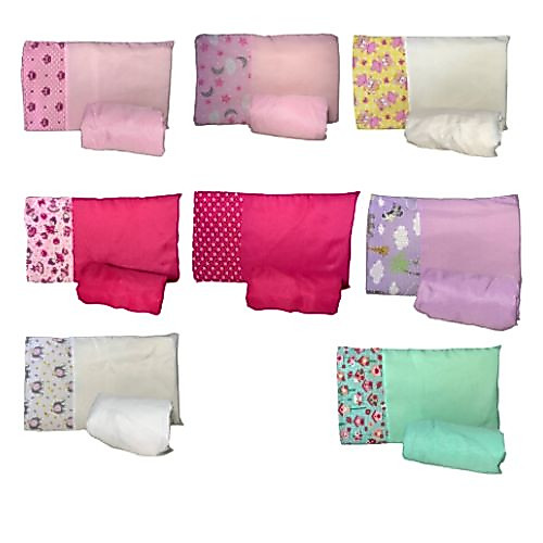 KIT 5 LENÇOL DE BERÇO COM ELÁSTICO E 5 FRONHAS COM BARRADO ESTAMPADO MENINA