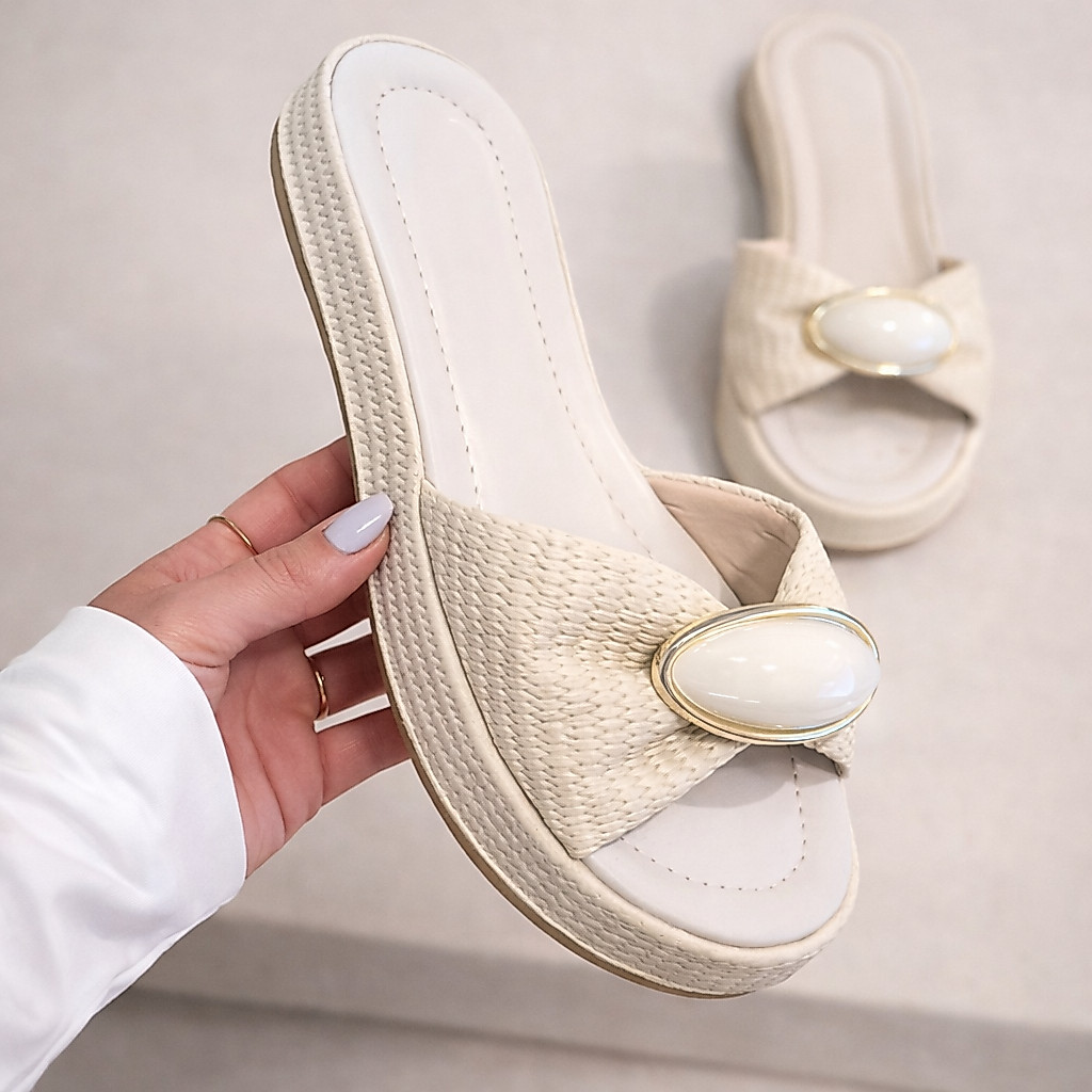 Tamanco Feminino Plataforma Sandália Confortável Chinelo Mule Flatform Slide Papete Rasteira