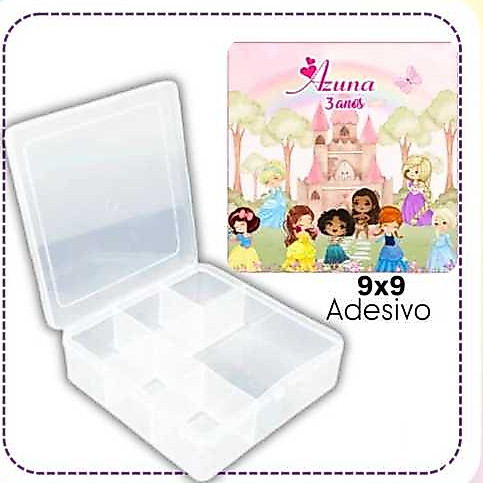 RÓTULO ADESIVO para caixa organizadora 9x9 Princesas Cute