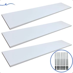 Kit 3 Prateleira Branca 100X20 + Suporte Flutuante Mdf Organizadora Decoração Cozinha Banheiro Sala