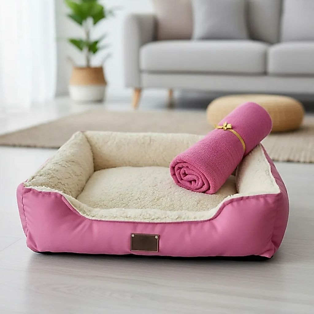 Cama Pet Peluciada Suede E Sherpa G Para Cães E Gatos Com Mantinha Soft
