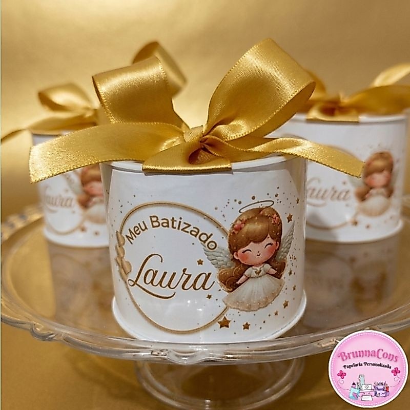 Tubolatas Personalizadas 5x6- BATIZADO Dourado- Lembrancinha Maternidade/Festa Infantil/ Chá de bebê - DIVERSOS TEMAS