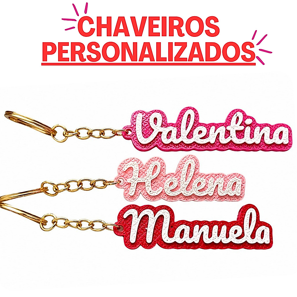 Kit Chaveiros Envio imediato|Personalizados|Nome em 3D-Acabamento Luxo Lembrancinha|Aniversário|Batizado|Mochila|Escola