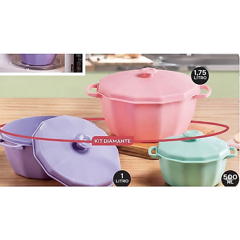 Panela para Micro-ondas com Tampa e Válvula – Livre de BPA | 500ml, 1L e 1,75L