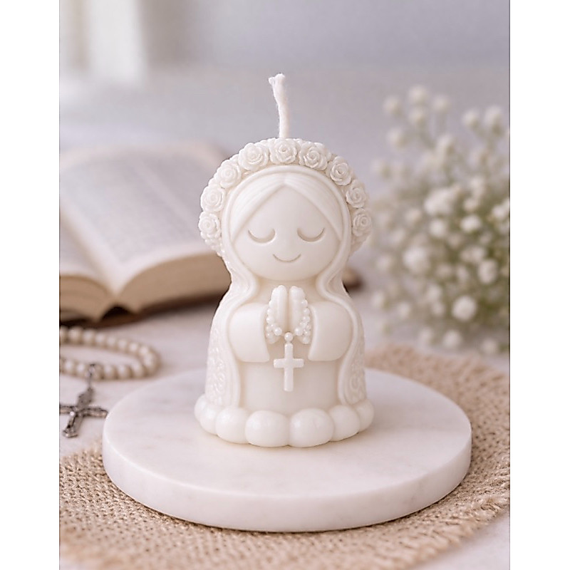 Vela Nossa Senhora Artesanal | Lembrancinha Batizado e Maternidade | Vela Decorativa Religiosa
