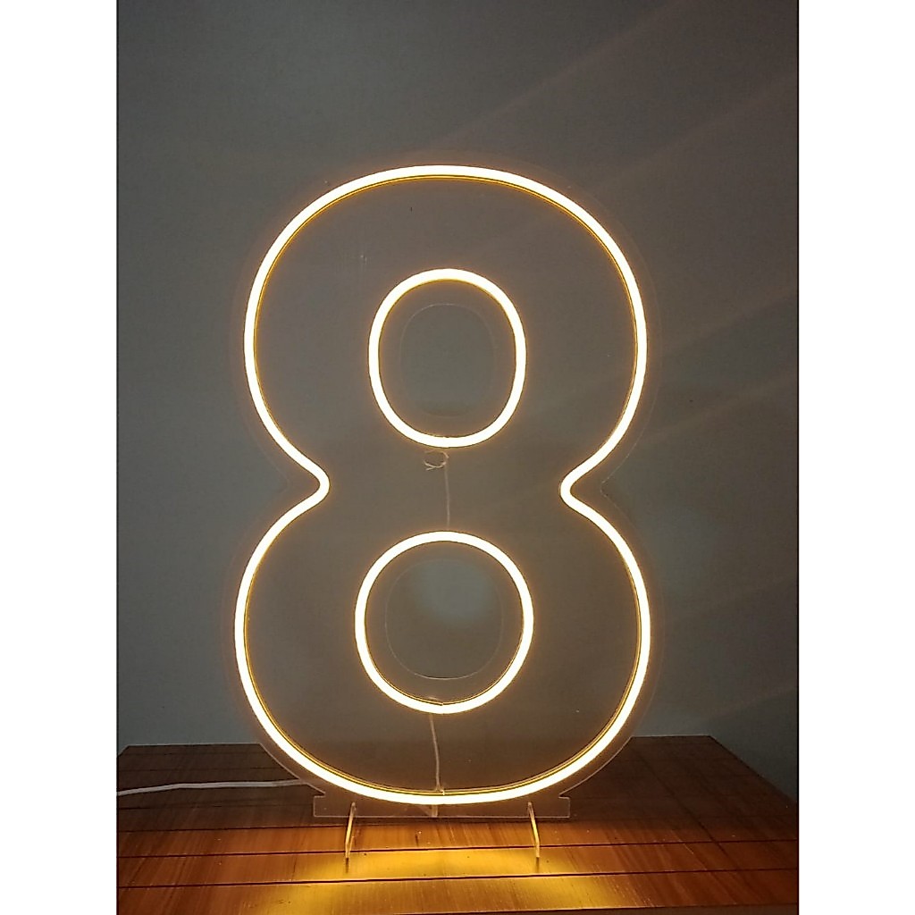 Painel Led Neon Número Oito 8 - 50cm altura em acrilíco — imagem 2 de 2