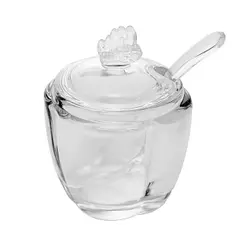 Açucareiro com Colher Butterfly 130ml Cristal Wolff com Tampa para Açúcar Adoçante Mesa Posta Café Chá Servir Elegante
