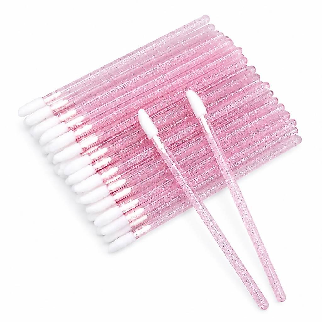 Aplicador de Gloss Descartável Rosa para Maquiagem e Beleza