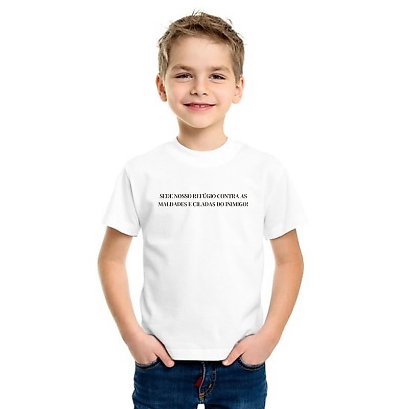 Camiseta Infantil São Miguel Arcanjo Católica Religiosa Cristã Estampada 100% Algodão T-Shirt Menino Menina Blusa