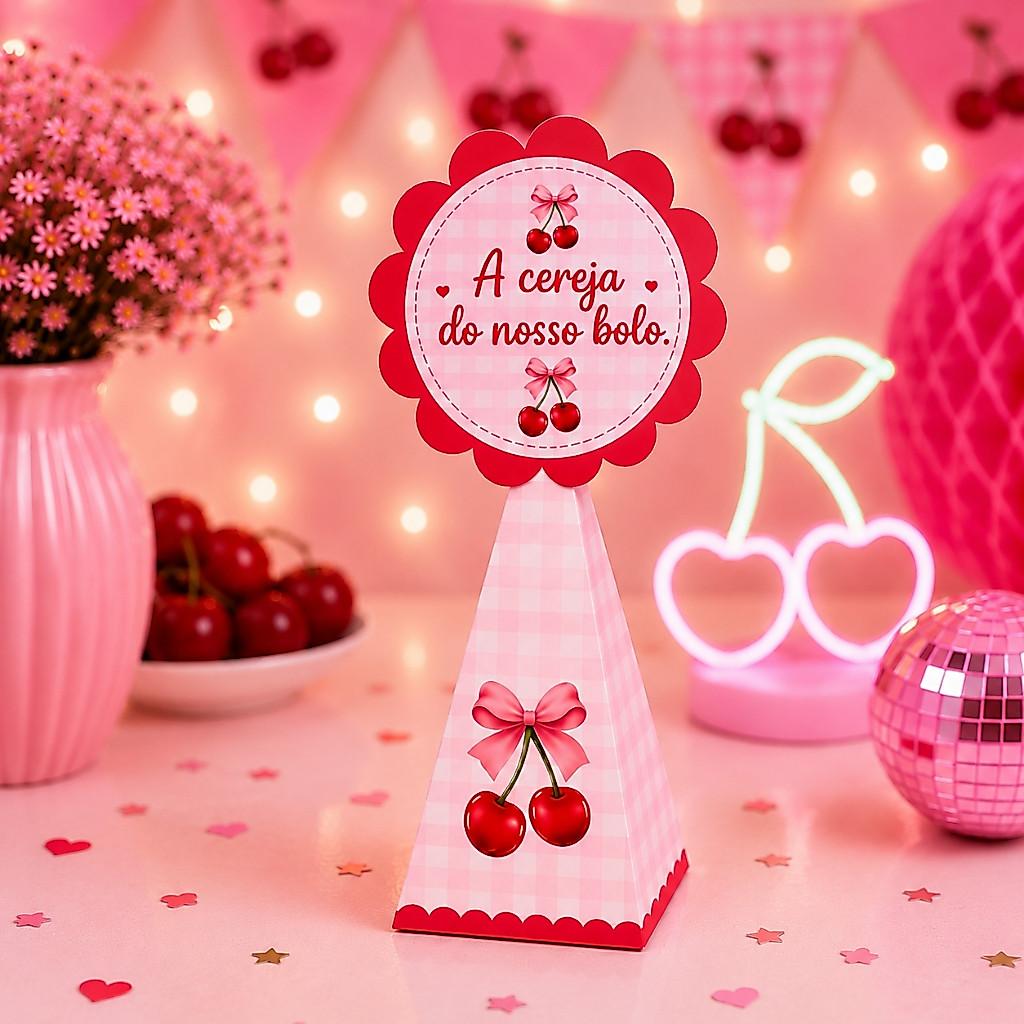 KIT CAIXINHAS  PIRAMIDE CEREJINHA-CEREJA -PERSONALIZADOS-FESTA INFANTIL-LEMBRANCINHAS