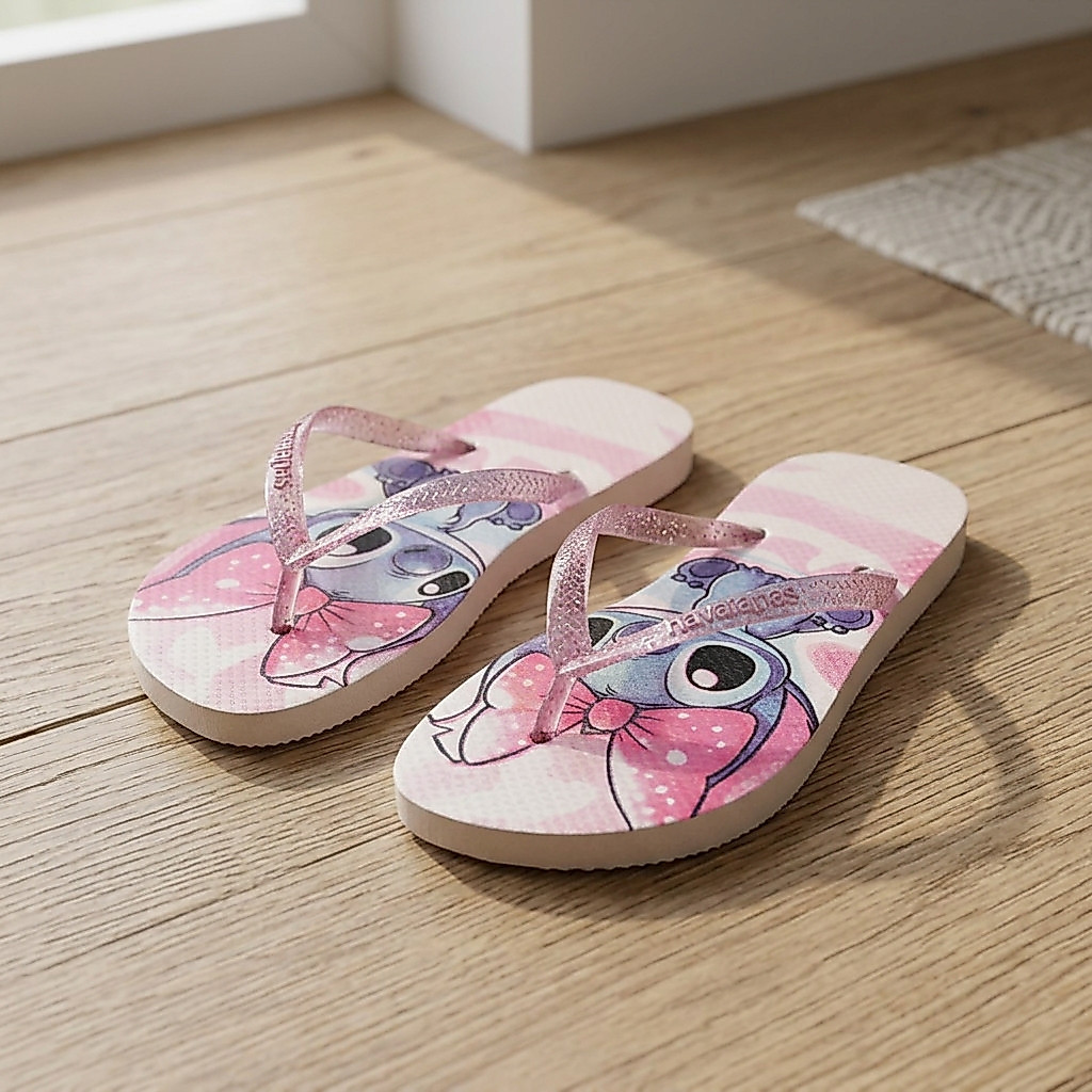 Chinelo Infantil Feminino Estampado de Borracha Antiderrapante Confortável Resistente para Meninas