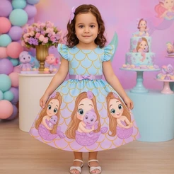 Vestido Menina Infantil Sereia Candy Borboleta Jardim Encantado Promoção dia crianças Collor