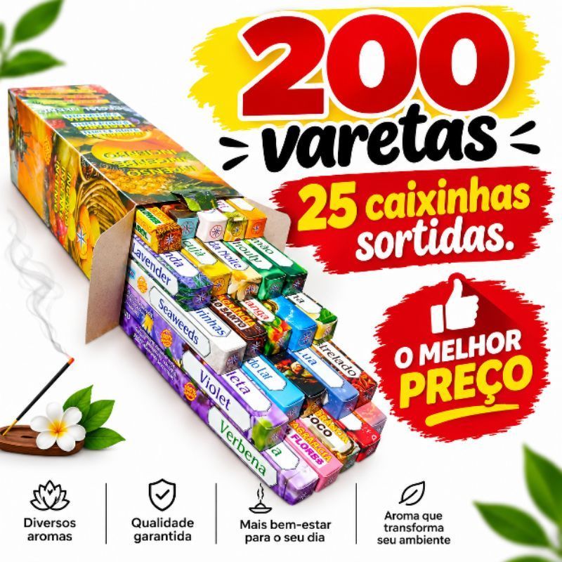 Imagem Incenso Natural –  Special Blend – 25 Caixinhas Sortidas – 200 Varetas Aromáticas Caixa Completa