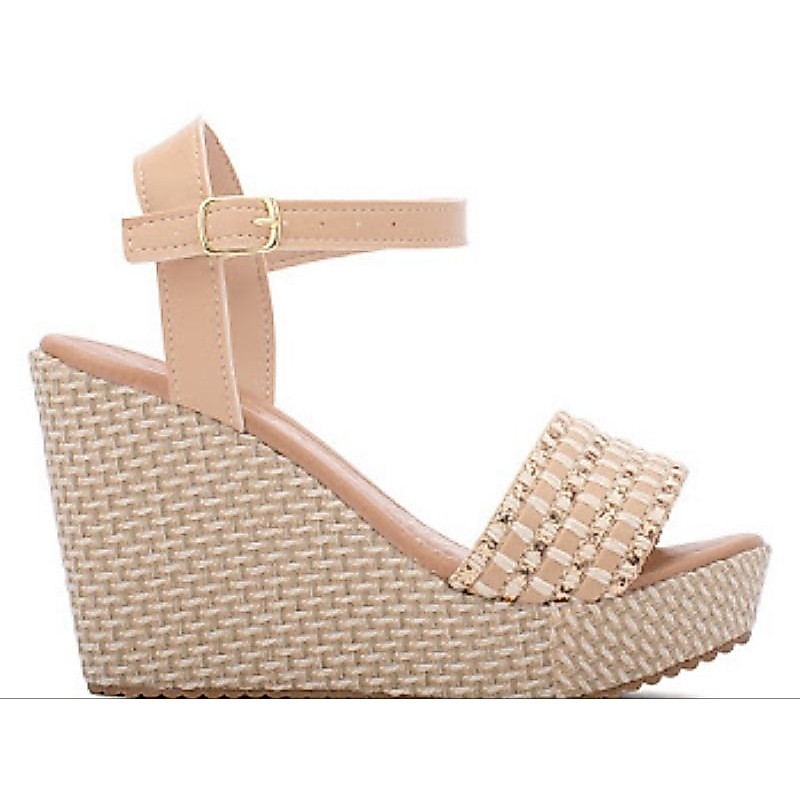 Sandália Anabela Feminina Salto Alto Plataforma Original Casual Confortável Tendência COD.54F