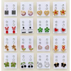 15 Pares de Brincos kit Revenda 5 Cartelinha Com 3 Pares Cada