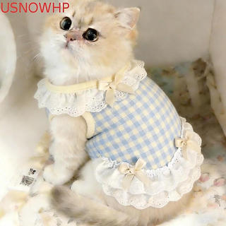 Colete Para Cães De Estimação USNOWHP , Saia Fina Respirável De Renda Animais , Vestido Xadrez Confortável De Princesa G