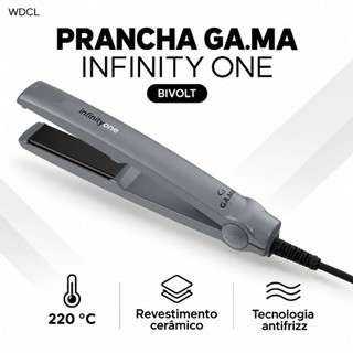 Prancha Chapinha GAMA Infinity One Cerâmica 220°C Antifrizz Bivolt Cinza