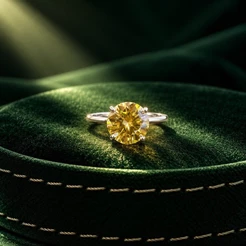 Anel Solitário Moissanite 10mm Infinito Amarelo em Prata 925