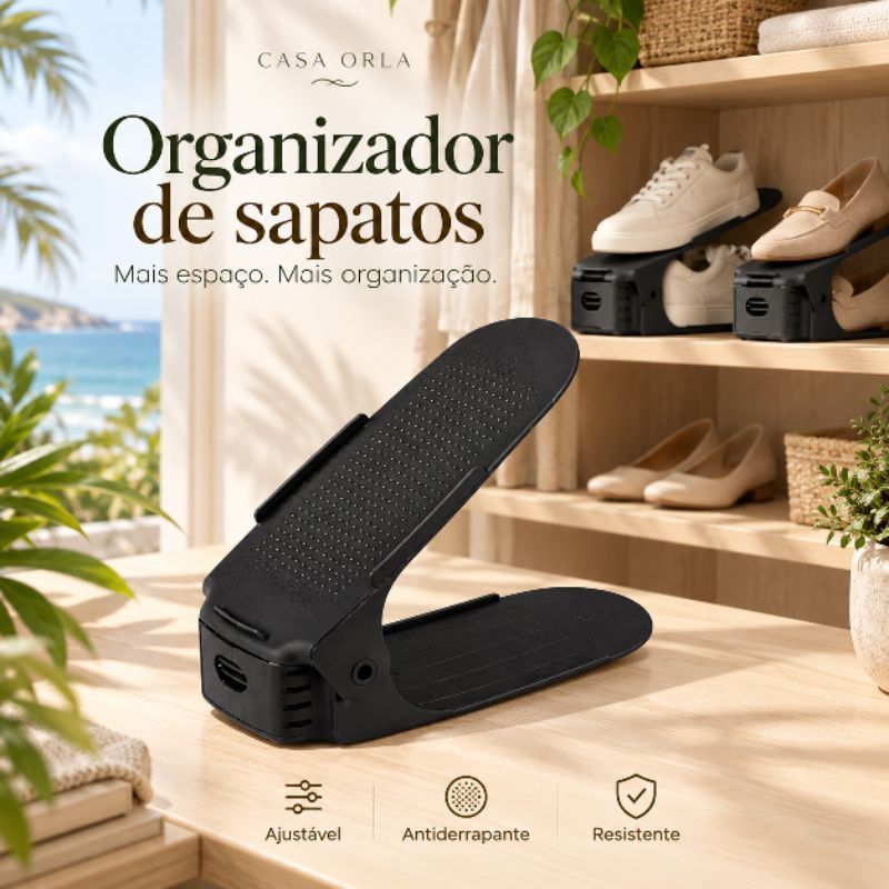Conjunto 10 ou 20 Organizador de Sapatos Ajustável Antiderrapante Sapateira Porta Sapato