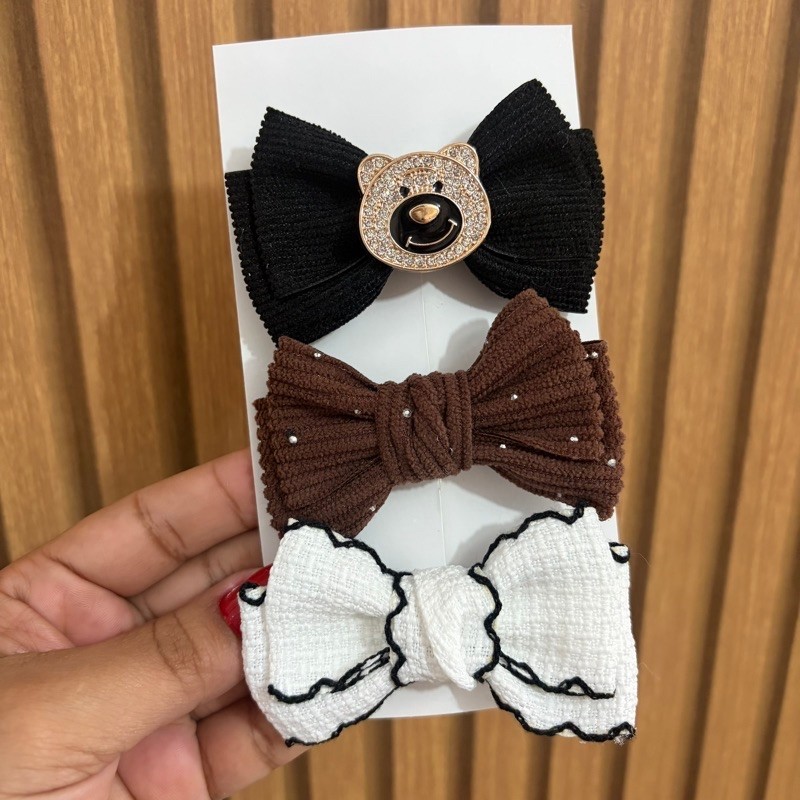kit 3 Laços Infantil Luxo Para Meninas Acessóriso Infantil no Bico de pato