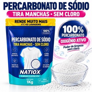 Percarbonato de Sódio 100% Puro Alvejante Sem Cloro Tira Manchas Roupas Brancas e Coloridas