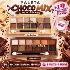 Paleta Sombras Mia Make Choco Mix 12 Cores Matte Cintilante Maquiagem Olhos