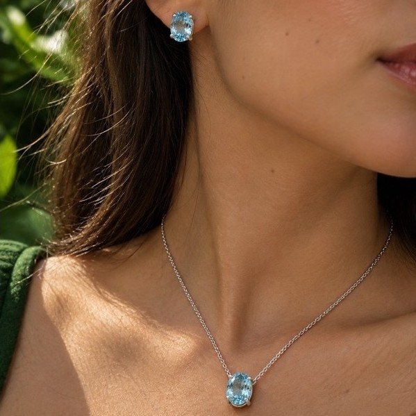 Conjunto Oval Aquamarine em Prata 925 · foto 2