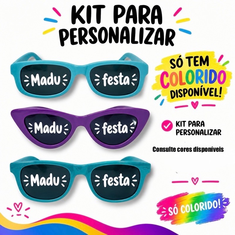 Kit Óculos Madu Personalizados Para Festa Balada Casamento