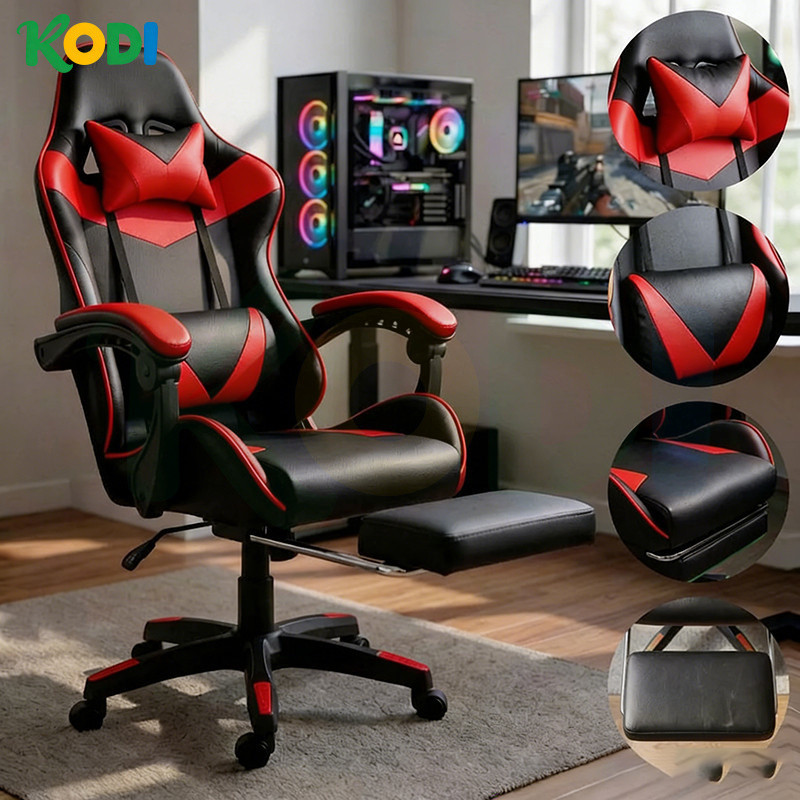 Cadeira Gamer Ergonômica Reclinável, Ajustável com Apoio para Pés - Escritório e Casa - F19