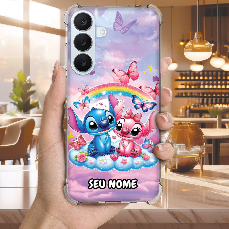 Capa Capinha GALAXY A20 A16 A15 A14 A13 A12 Anti-impacto Personalizada geek STITCH azul nome (3464)