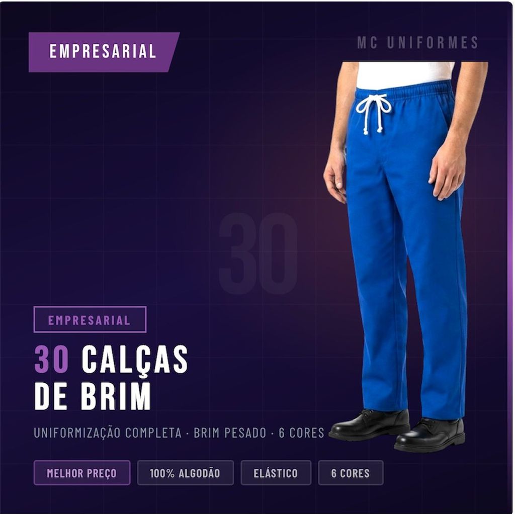 Kit 30 Calças Brim Operacional Reforçada Uniforme Atacado Empresa P M G GG XG
