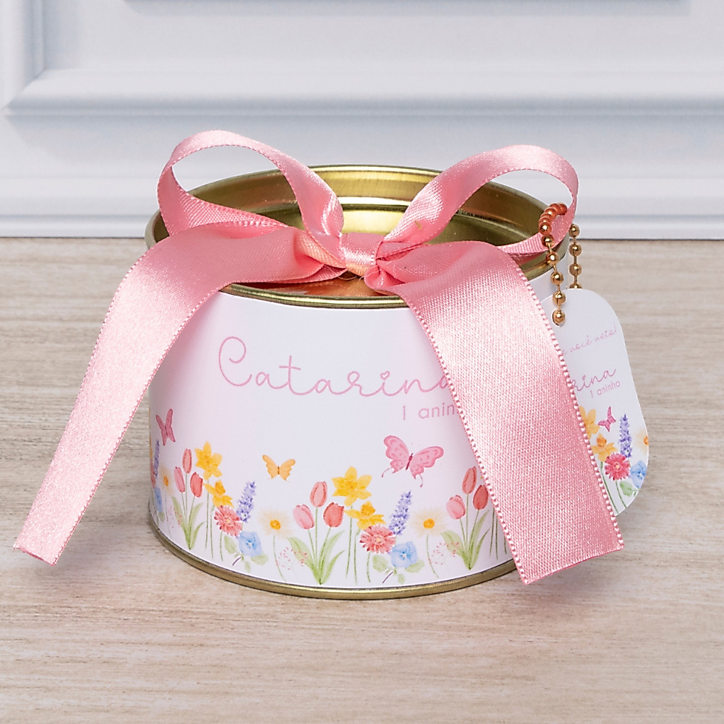 Kit Tubolata 7x5cm Personalizada Jardim Encantado das Borboletas Maternidade Lembrancinha Festa