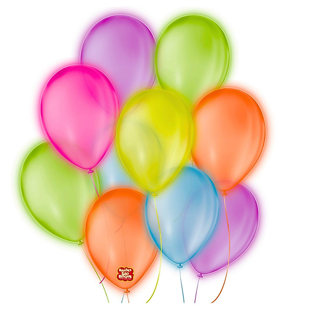 Balões São Roque Bexigas Neon UV C/25 Unidades Cores Vibrantes Festa Aniversário Decoração