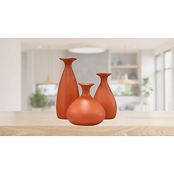Trio Vaso Porto Cerâmica Decorativa para Sala e Mesa