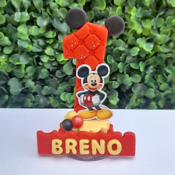 Vela de Biscuit personalizada/de 1 a 9 anos/MICKEY Vermelho/topo de bolo/vela de aniversário
