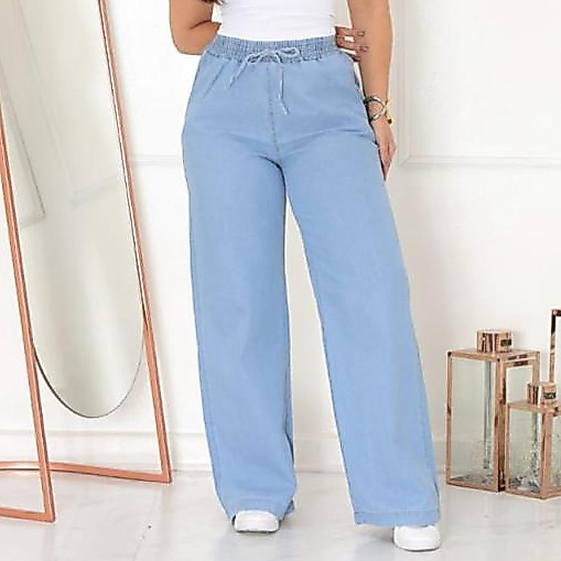 Kit Calça Pantalona Jeans Clara + Escura