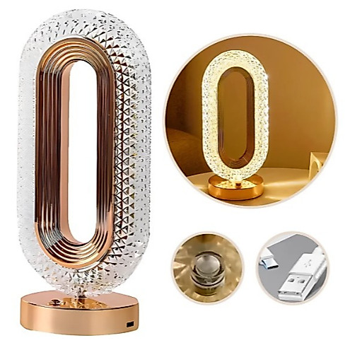 Luminária de Mesa Touch Leitura Lâmpada de Quarto de luxo Nórdico Cristal Acrílico Led de 3 Cores