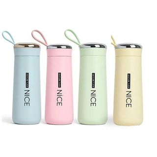 Garrafa de Água de Vidro 400ml Capa de Proteção Moderno Colors Candy Reutilizável e Sustentável