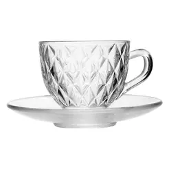 Xícara de Chá com Pires Lyor Diamond 220ml Cristal