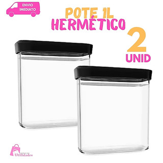 Pote Hermético Para Café  Açúcar Farinha Cereal 1Litro KIT 2 Unidades Cozinha Organização
