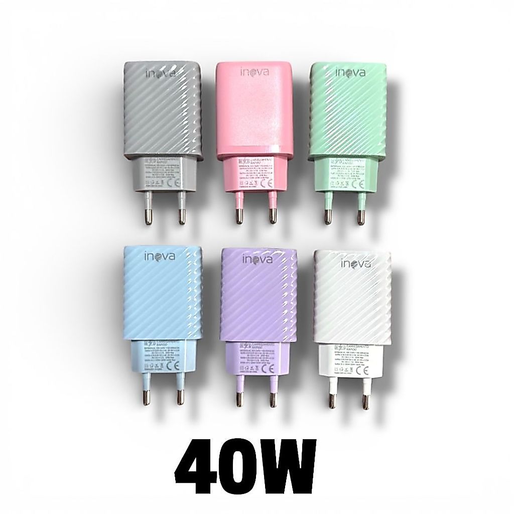 Carregador Tipo C 40W Super Turbo Fonte 2 Entradas USB e USB-C + Cabo TipoC Sams
