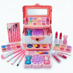 Kit Maquiagem Infantil Princesa Maleta Mágica Completa Com Espelho Seguro Brinquedo Menina