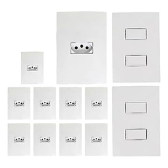 Kit 10 Conjunto Tomada + 2 Interruptor Duplo 10a Ilumi